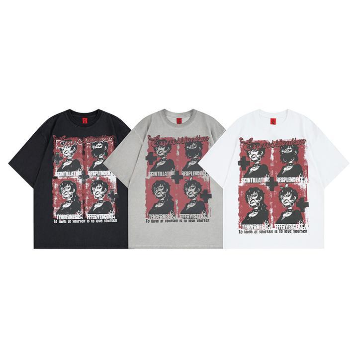 Anime character printed short sleeved T-shirt