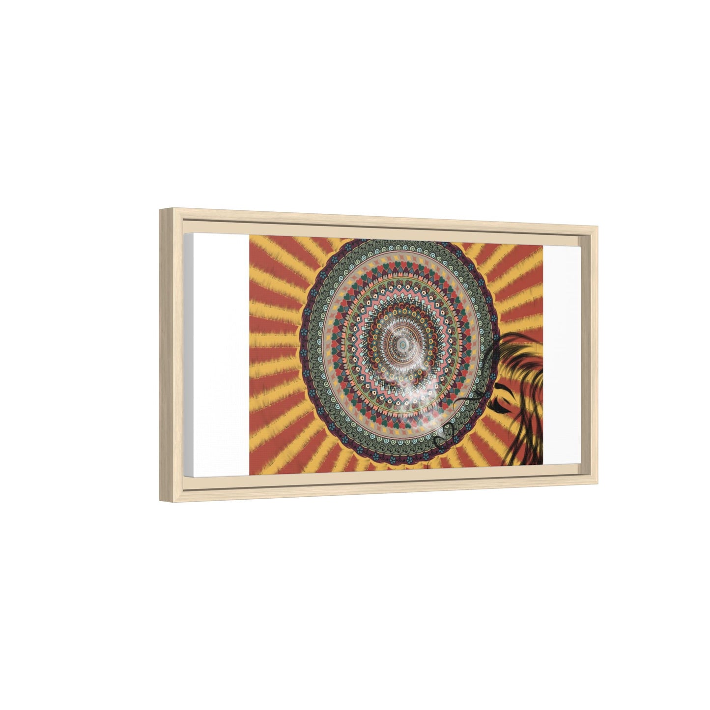 Psychedelic Mandala Sunburst Matte Canvas Framed