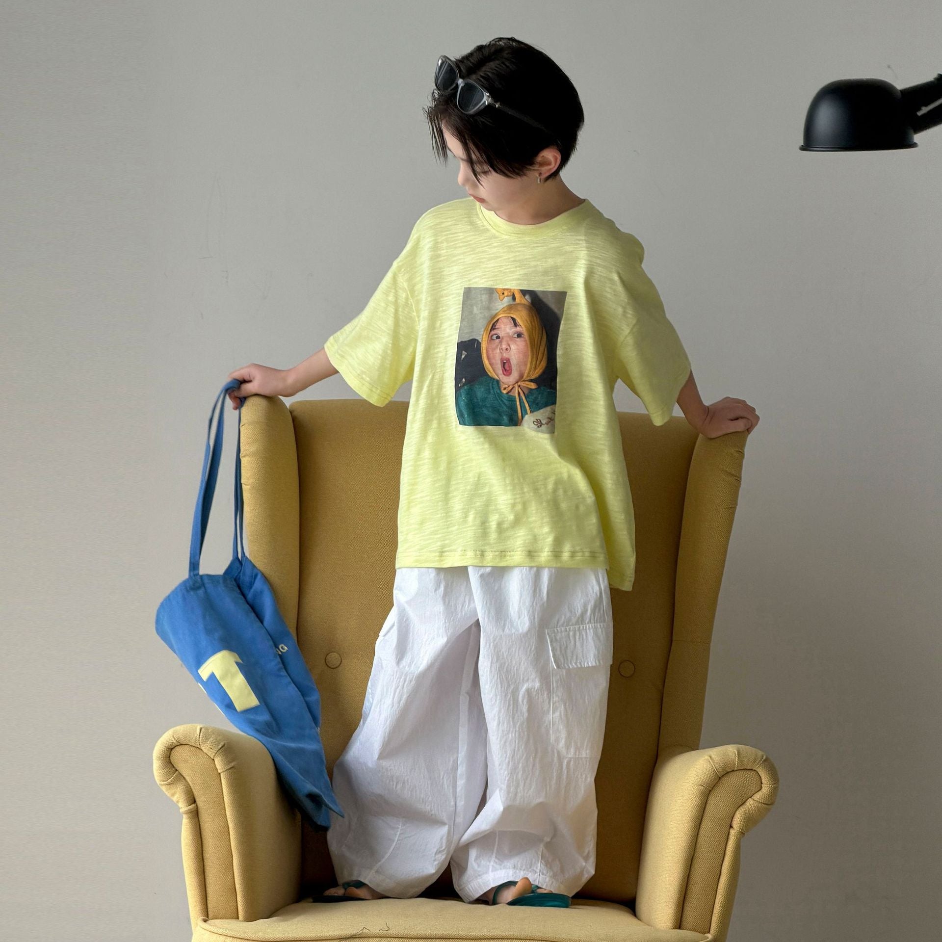 Boys' summer pure cotton short sleeved T-shirt