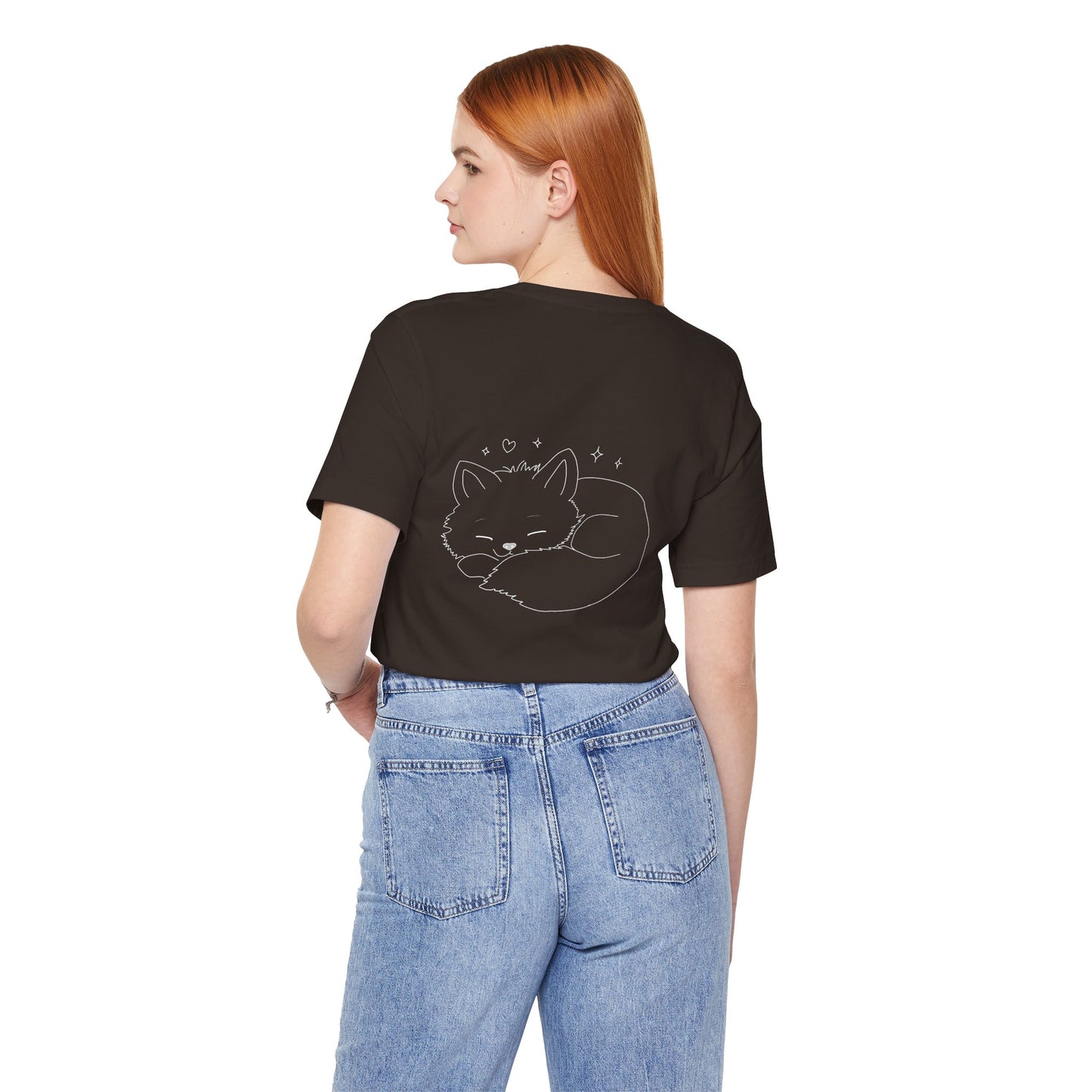 Sleeping Cat T-Shirt — Cute Minimalist Cat Graphic Tee