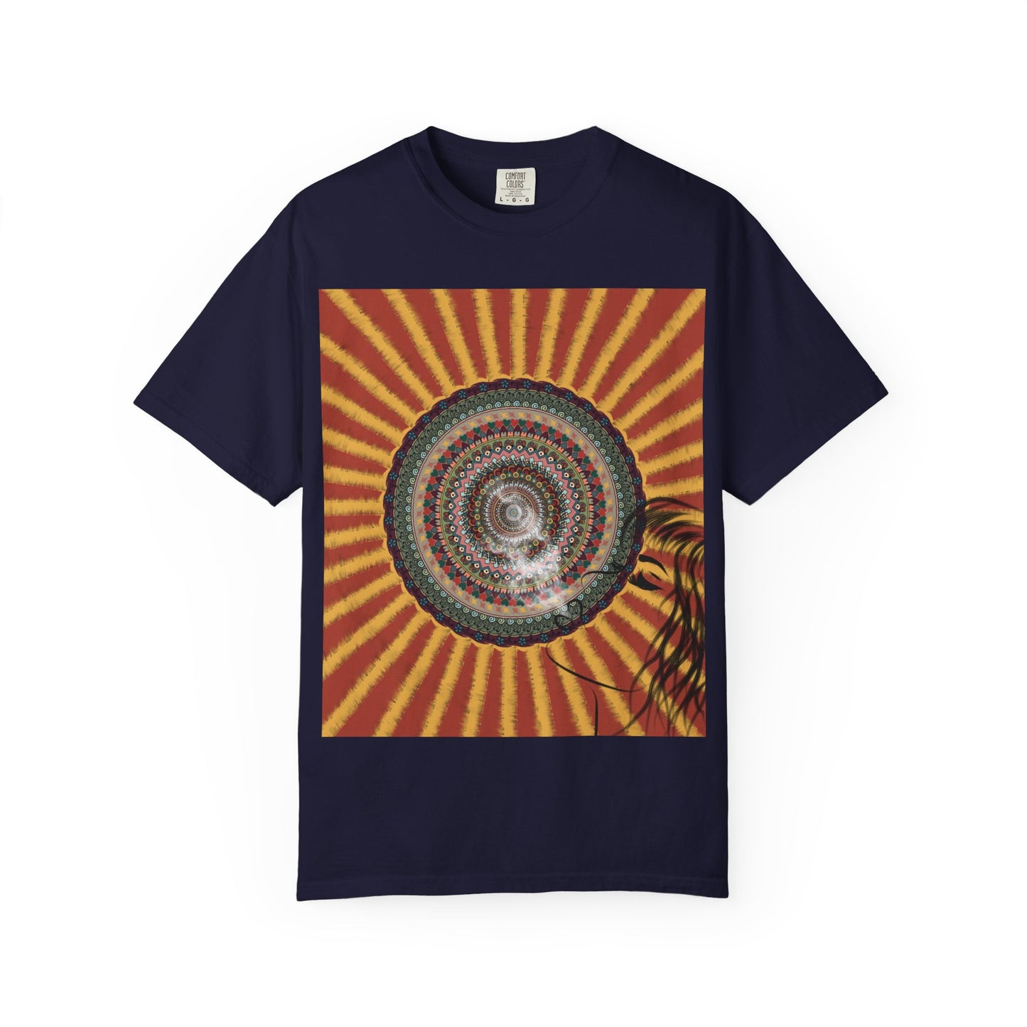 Sunburst Mandala T-shirt | Retro Radiant Spiral Graphic