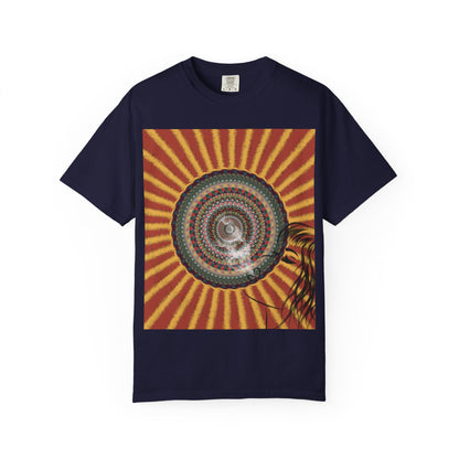 Sunburst Mandala T-shirt | Retro Radiant Spiral Graphic