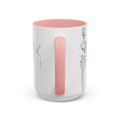 Fashion Illustration Accent Coffee Mug - Chic Floral Dress Sketch (11/15oz)