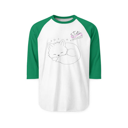 Raglan Shirt — Cute Sleeping Fox “Stay Grounded” Graphic Baseball Tee