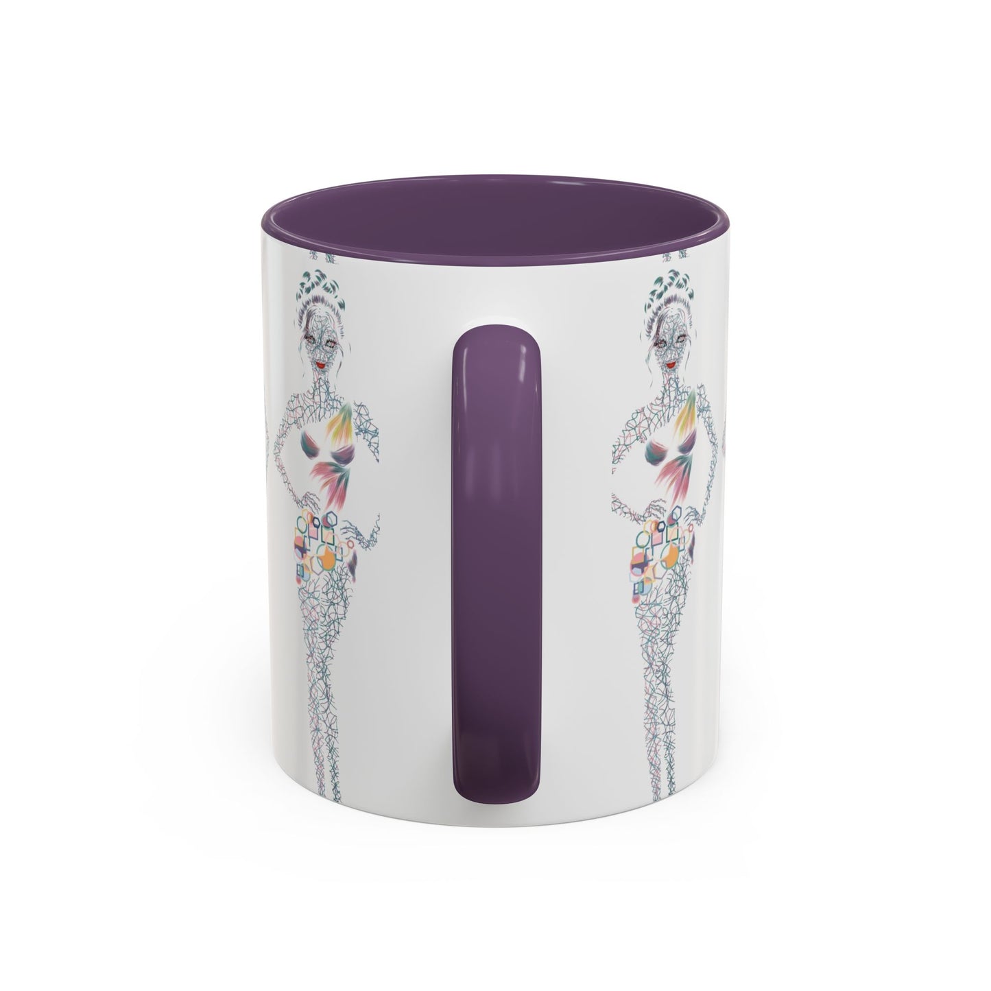 Fashion Illustration Accent Coffee Mug - Chic Floral Dress Sketch (11/15oz)