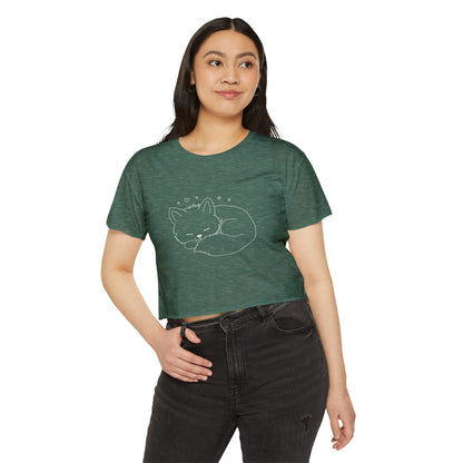 Cute Cat Crop Top — Pink Minimal Swirl Back Graphic