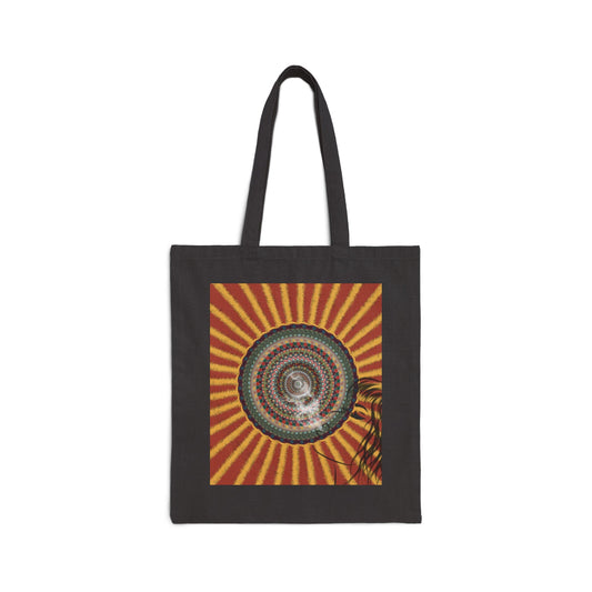 Vintage Sunburst Spiral Tote Bag – Retro Boho Cotton Canvas Market Bag