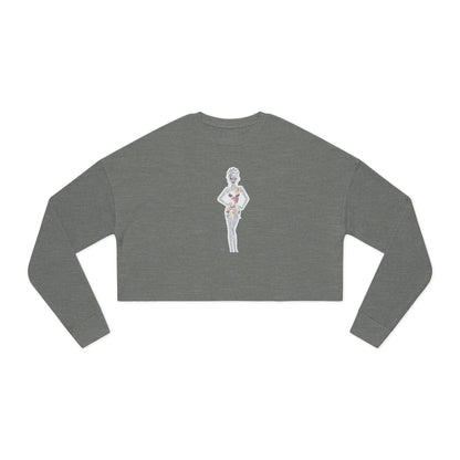Cropped Sweatshirt — 'New Day' Heart Graphic with Retro Femme Illustration