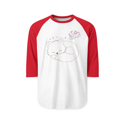 Raglan Shirt — Cute Sleeping Fox “Stay Grounded” Graphic Baseball Tee