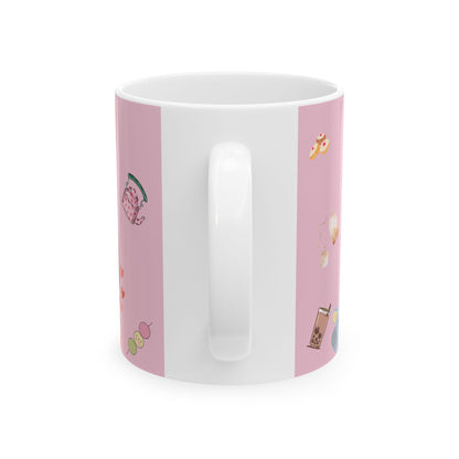 Ceramic Mug — "A Great Day Starts With a Great Smile" Cute Pink Kawaii Coffee Tea Cup