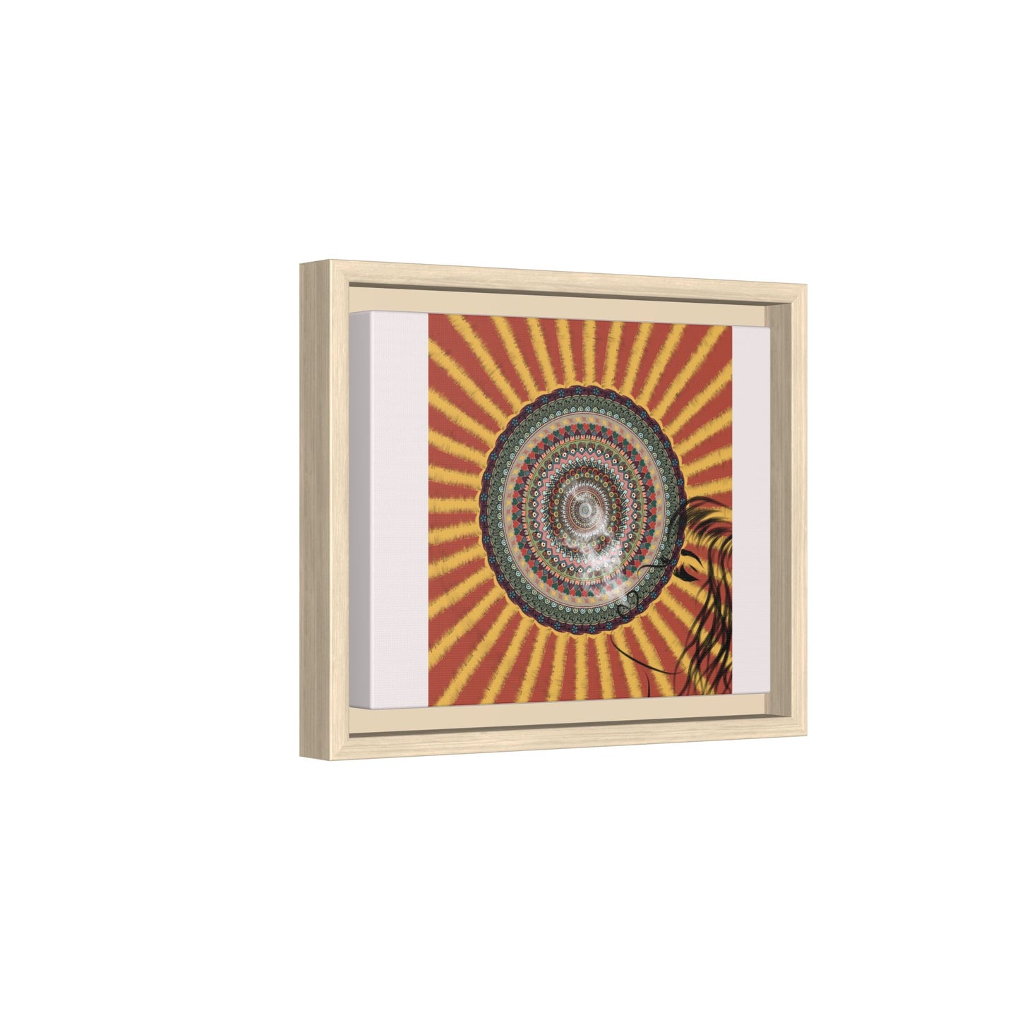 Psychedelic Mandala Sunburst Matte Canvas Framed