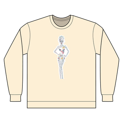 Artistic Fashion Sketch Long Sleeve Tee — Watercolor Figure Illustration