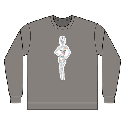 Artistic Fashion Sketch Long Sleeve Tee — Watercolor Figure Illustration