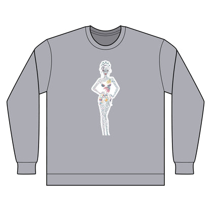 Artistic Fashion Sketch Long Sleeve Tee — Watercolor Figure Illustration
