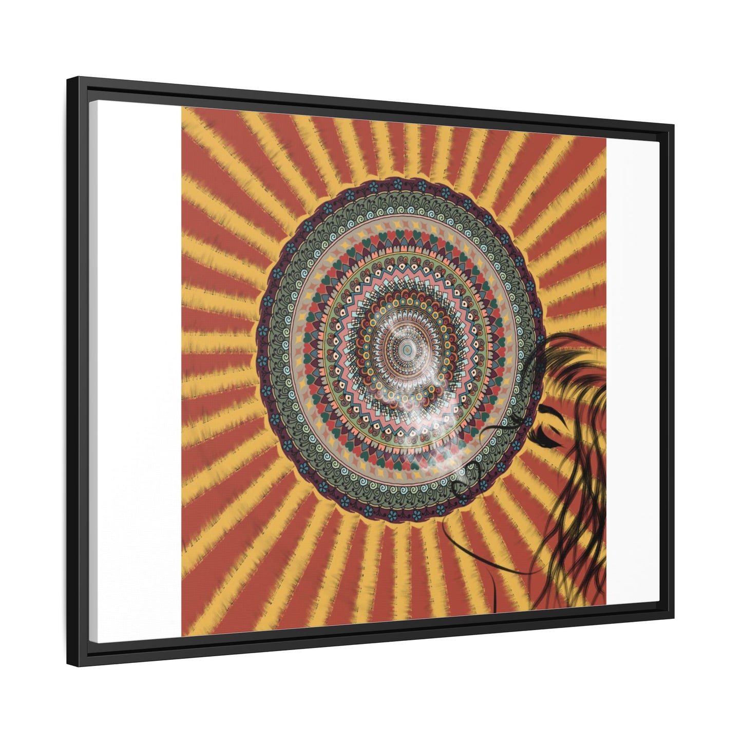 Psychedelic Mandala Sunburst Matte Canvas Framed