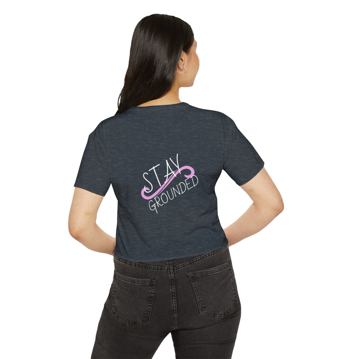 Cute Cat Crop Top — Pink Minimal Swirl Back Graphic