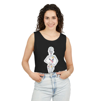 Tank Top — Floral Fashion Figure Front & "It's a New Day" Heart Back Graphic