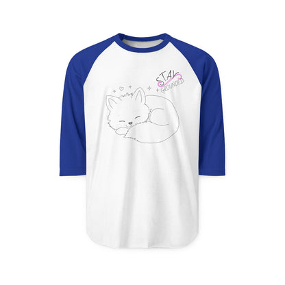 Raglan Shirt — Cute Sleeping Fox “Stay Grounded” Graphic Baseball Tee