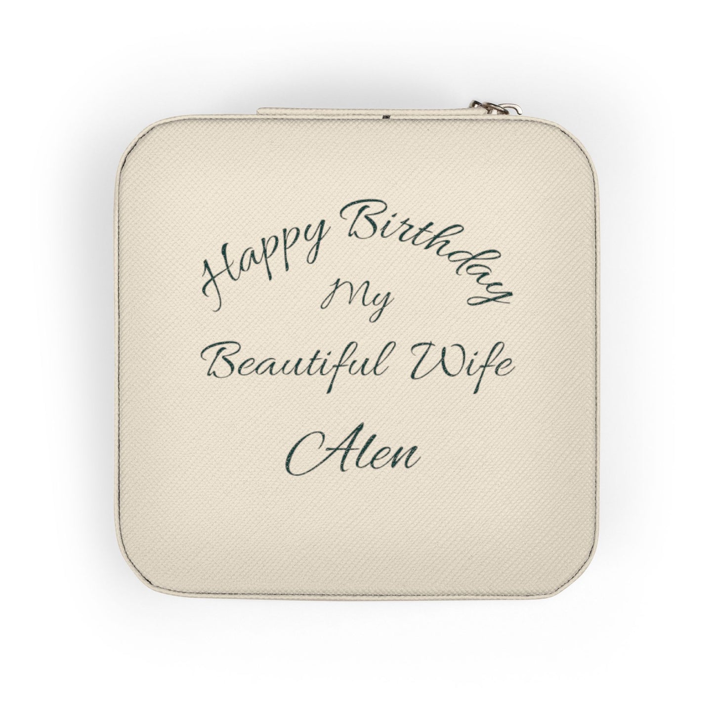 Personalized Travel Jewelry Case — “Happy Birthday My Beautiful Wife” Engraved Compact Organizer