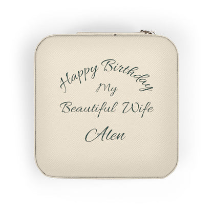 Personalized Travel Jewelry Case — “Happy Birthday My Beautiful Wife” Engraved Compact Organizer