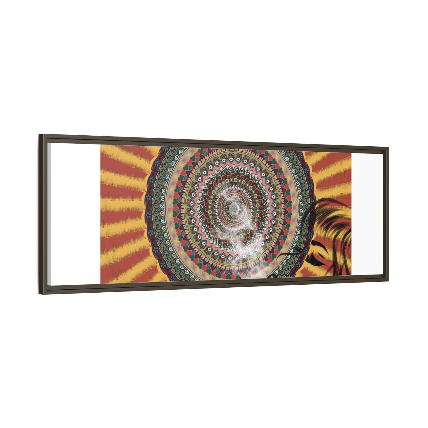 Psychedelic Mandala Sunburst Matte Canvas Framed