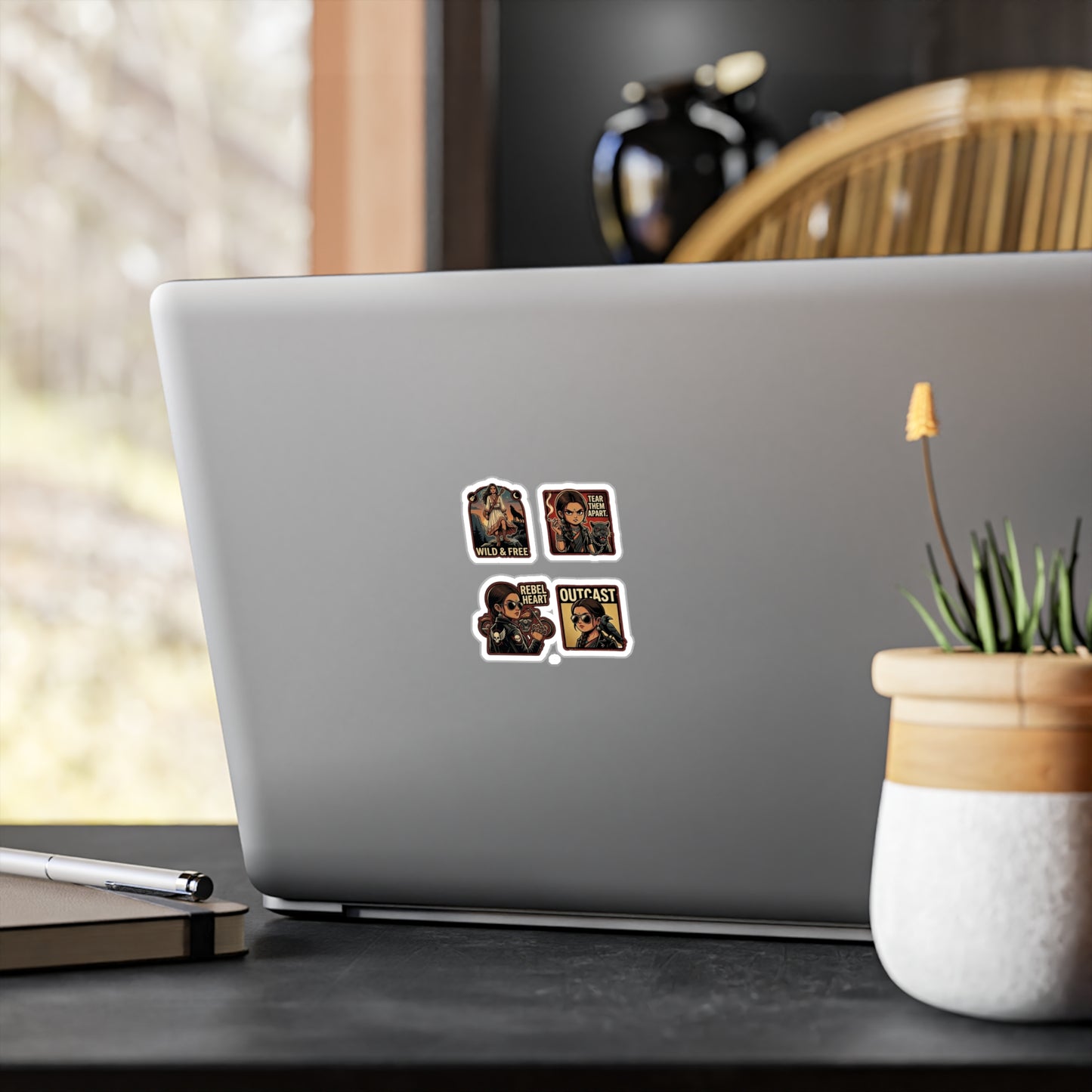 Rebel Outcast Kiss-Cut Vinyl Sticker Set — 'Wild & Free' & 'Tear Them Apart' Retro Badass Decals