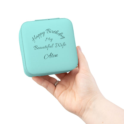 Personalized Travel Jewelry Case — “Happy Birthday My Beautiful Wife” Engraved Compact Organizer