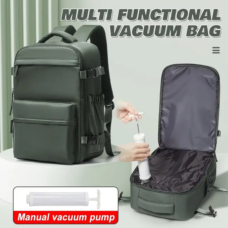Ryanair Approved 40x20x25 Cabin Bag - Vacuum Compression Travel Backpack & 42x29x15 Storage Bag, Laptop Compartment
