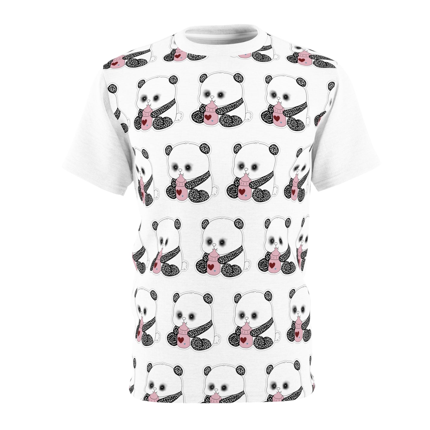 Cute Panda Holding Heart All-Over Print Tee