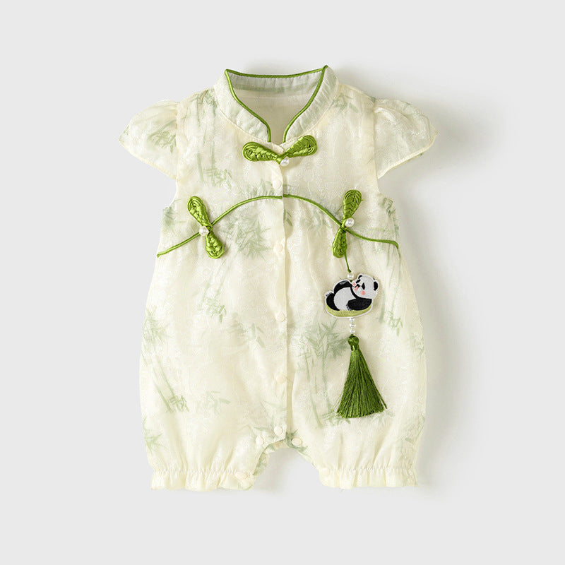 Short sleeved baby jumpsuit