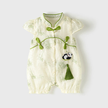 Short sleeved baby jumpsuit