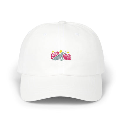 Dad Cap — 'Good Vibes' Embroidered White Baseball Hat