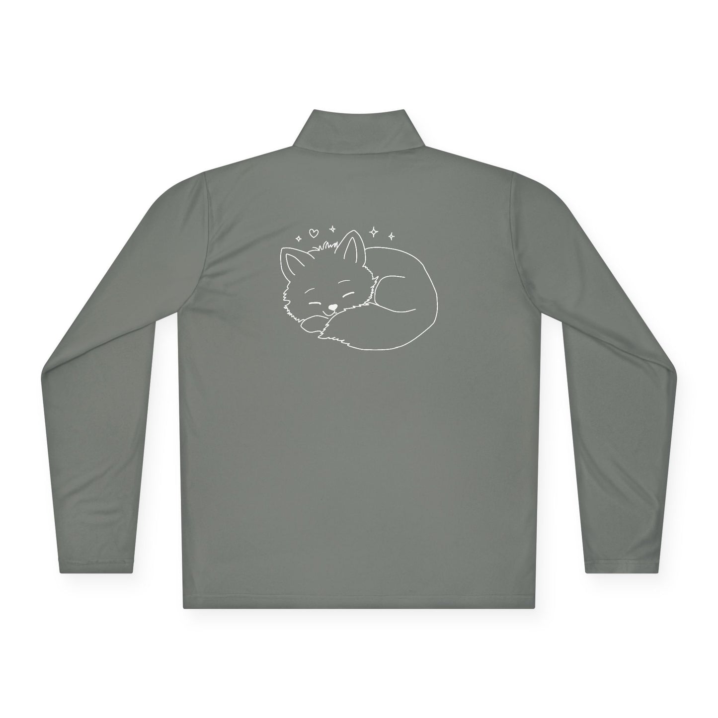 Quarter-Zip Pullover — 'Stay Cozy' Embroidered Chest & Sleeping Fox Back