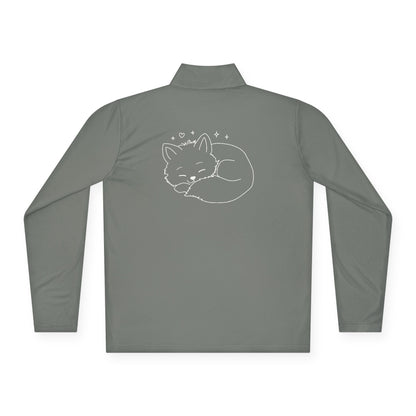 Quarter-Zip Pullover — 'Stay Cozy' Embroidered Chest & Sleeping Fox Back
