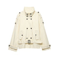 Veste coupe-vent à col montant, épaules incurvées et ceinture, style trajets quotidiens