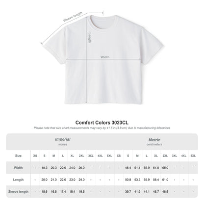 Boxy Tee — Cute Korean Phrase Graphic "Kem Cho?" Cropped Women's Tee