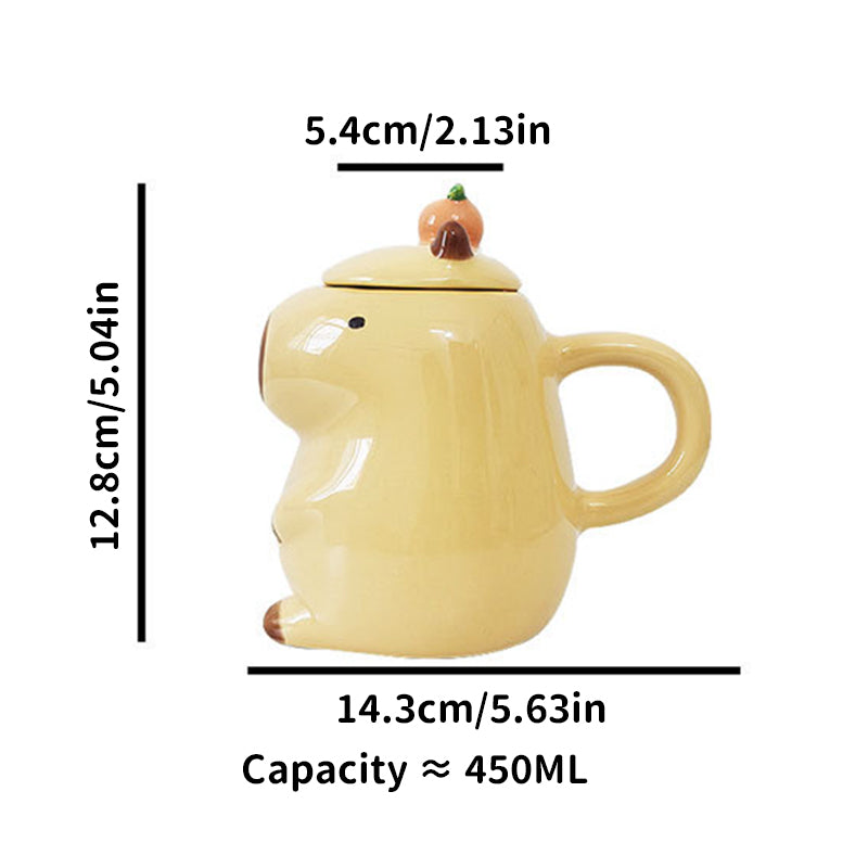Lot de 2 mugs rigolos Capybara 3D : Mugs à poignées et couvercles, au design capybara 3D. Un excellent choix de cadeau pour les filles.