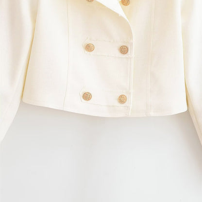 Commuter style gold-plated breasted double breasted jacket