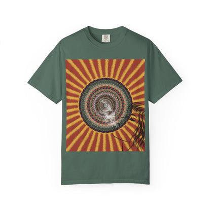 Sunburst Mandala T-shirt | Retro Radiant Spiral Graphic