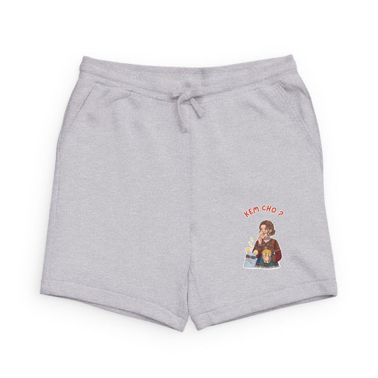 Cozy 'Tea Time' Graphic Sweatshorts — Cute Kawaii Tea Character Lounge Shorts