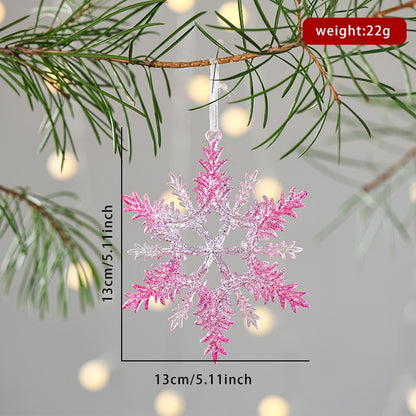 New Christmas Decoration Glitter Acrylic Pendant Transparent Powder Snowflake Charm for Christmas Tree Decoration