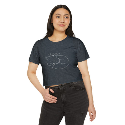 Cute Cat Crop Top — Pink Minimal Swirl Back Graphic