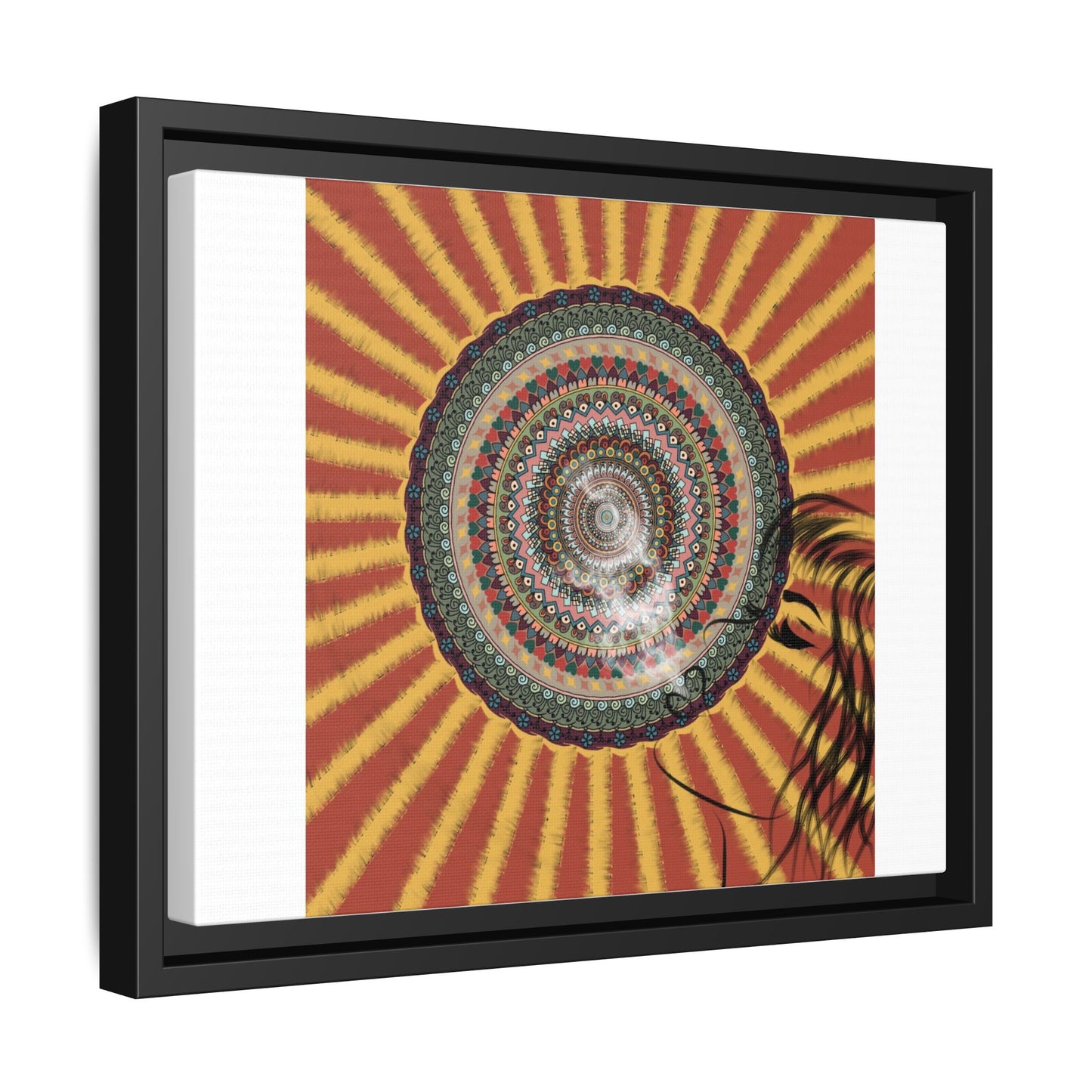 Psychedelic Mandala Sunburst Matte Canvas Framed