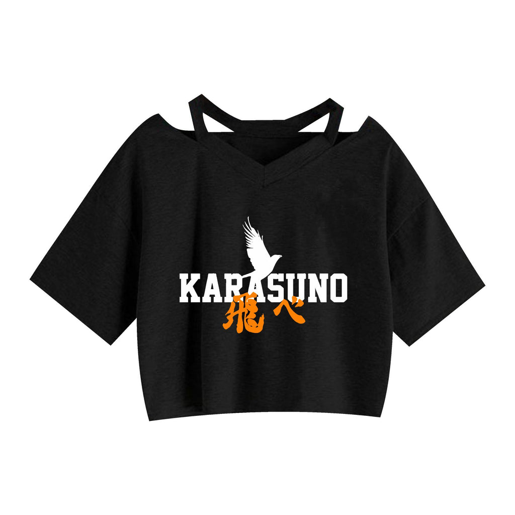 Anime HaikyuuPrinted Women's Strapless Crop Top Hoodie