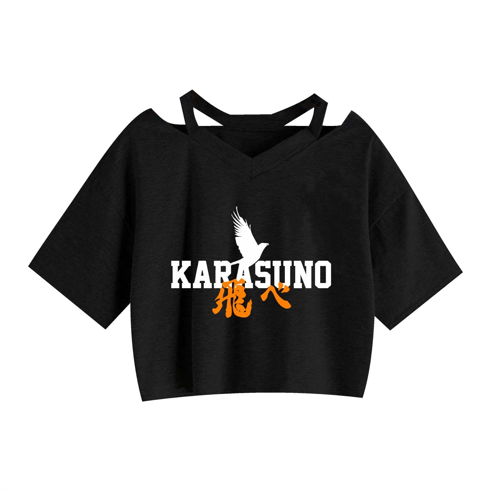 Anime HaikyuuPrinted Women's Strapless Crop Top Hoodie