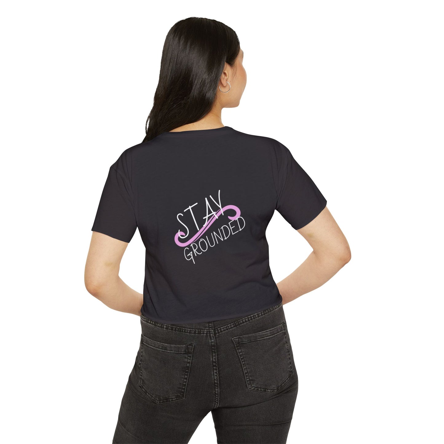 Cute Cat Crop Top — Pink Minimal Swirl Back Graphic