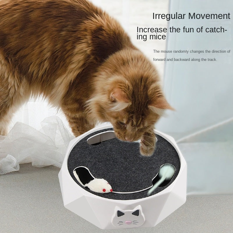 Jouet pour chat électrique en peluche, souris, toupie pour chat, jouet interactif automatique et réglable à deux vitesses de type « tape-taupe »