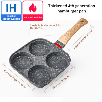 Machine à burger aux œufs sur le plat, Poêle antiadhésive, Casserole ménagère à quatre trous pour le petit-déjeuner, Outil divin pour les œufs sur le plat, Poêle à crêpes