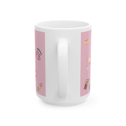 Ceramic Mug — "A Great Day Starts With a Great Smile" Cute Pink Kawaii Coffee Tea Cup