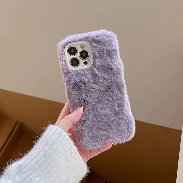 Coque de téléphone Ottwn Candy Color Warm Furry pour iPhone 11 12 13 Pro Max 14 Pro Max 14Plus Protection d'objectif d'appareil photo Housse arrière en TPU souple